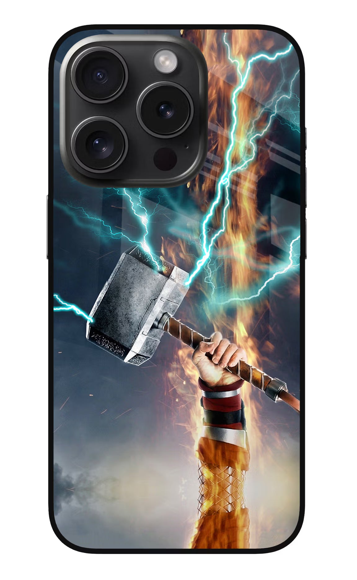 Thor Hammer Mjolnir iPhone 15 Pro Max Glass Case Back Cover by Casekaro