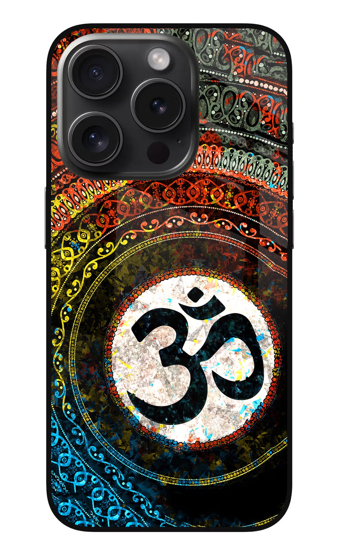 Om Cultural iPhone 15 Pro Max Glass Case Back Cover by Casekaro