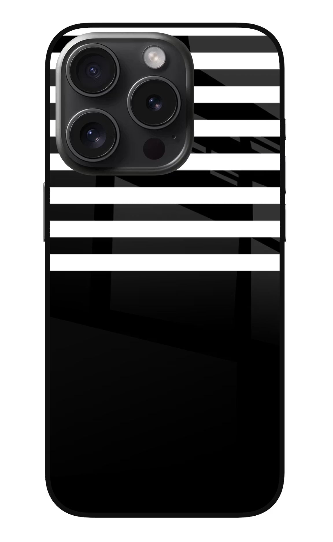 Black and White Print iPhone 15 Pro Max Glass Case Back Cover by Casekaro