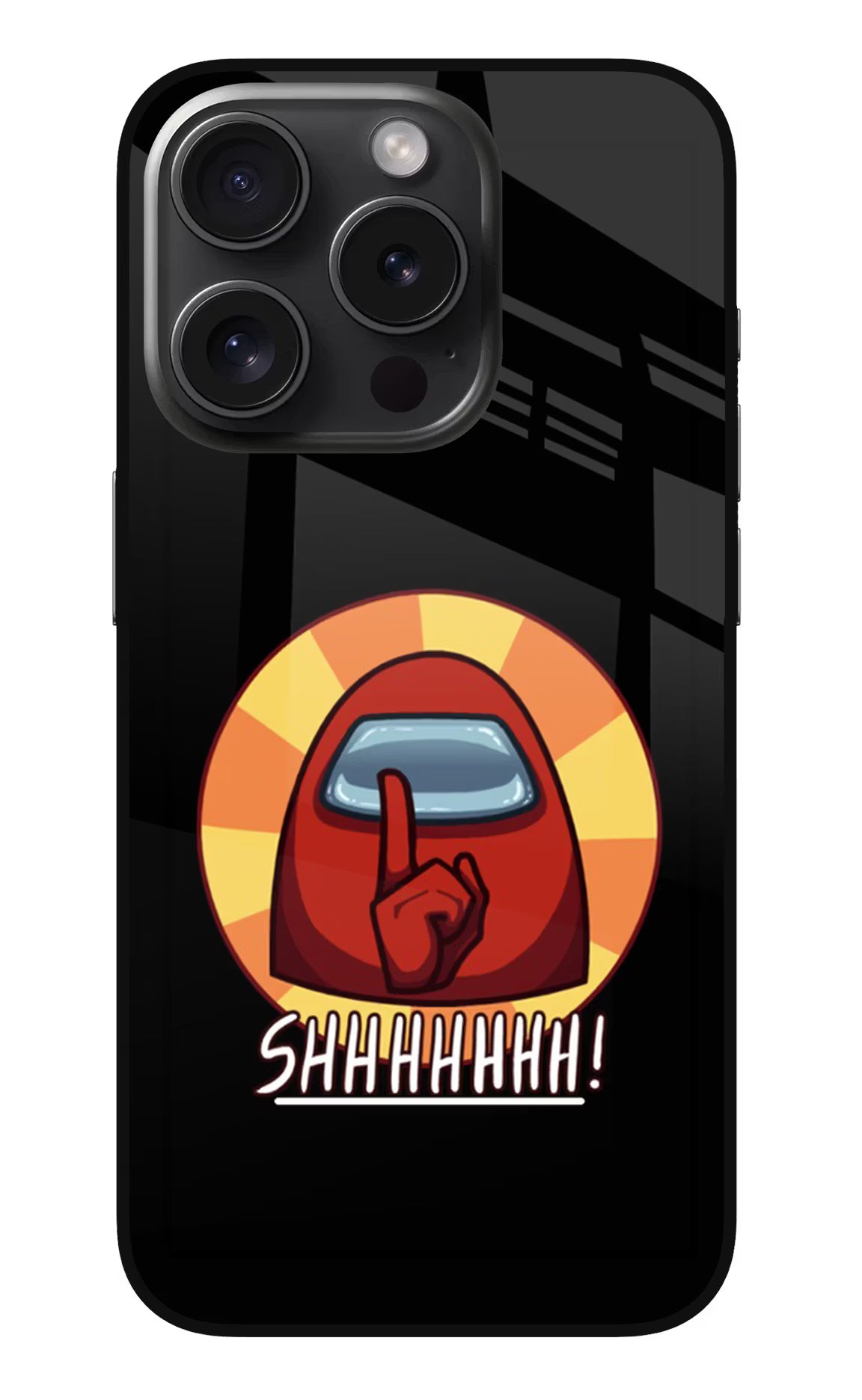 Among Us Shhh! iPhone 15 Pro Max Glass Case Back Cover by Casekaro
