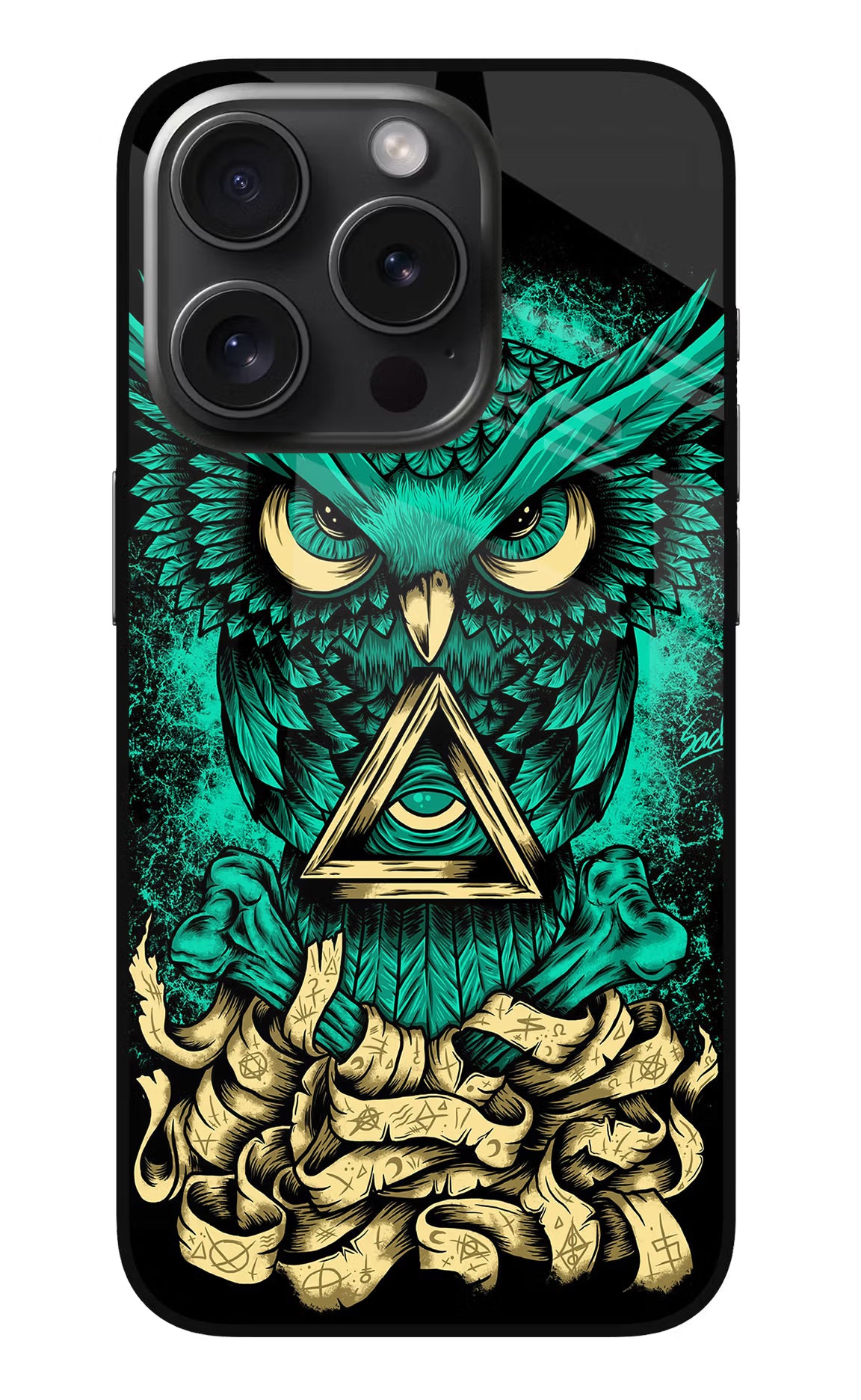 Green Owl iPhone 15 Pro Max Glass Case