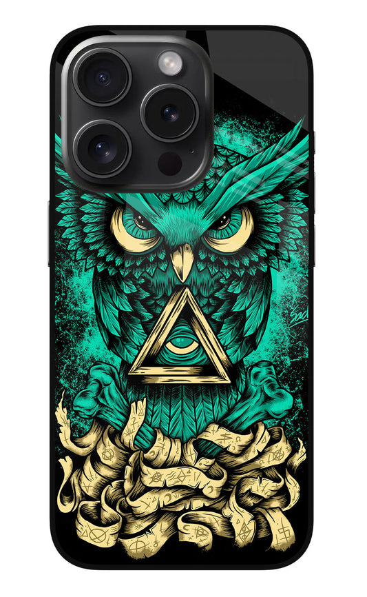Green Owl iPhone 15 Pro Max Glass Case