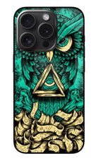 Green Owl iPhone 15 Pro Max Glass Case