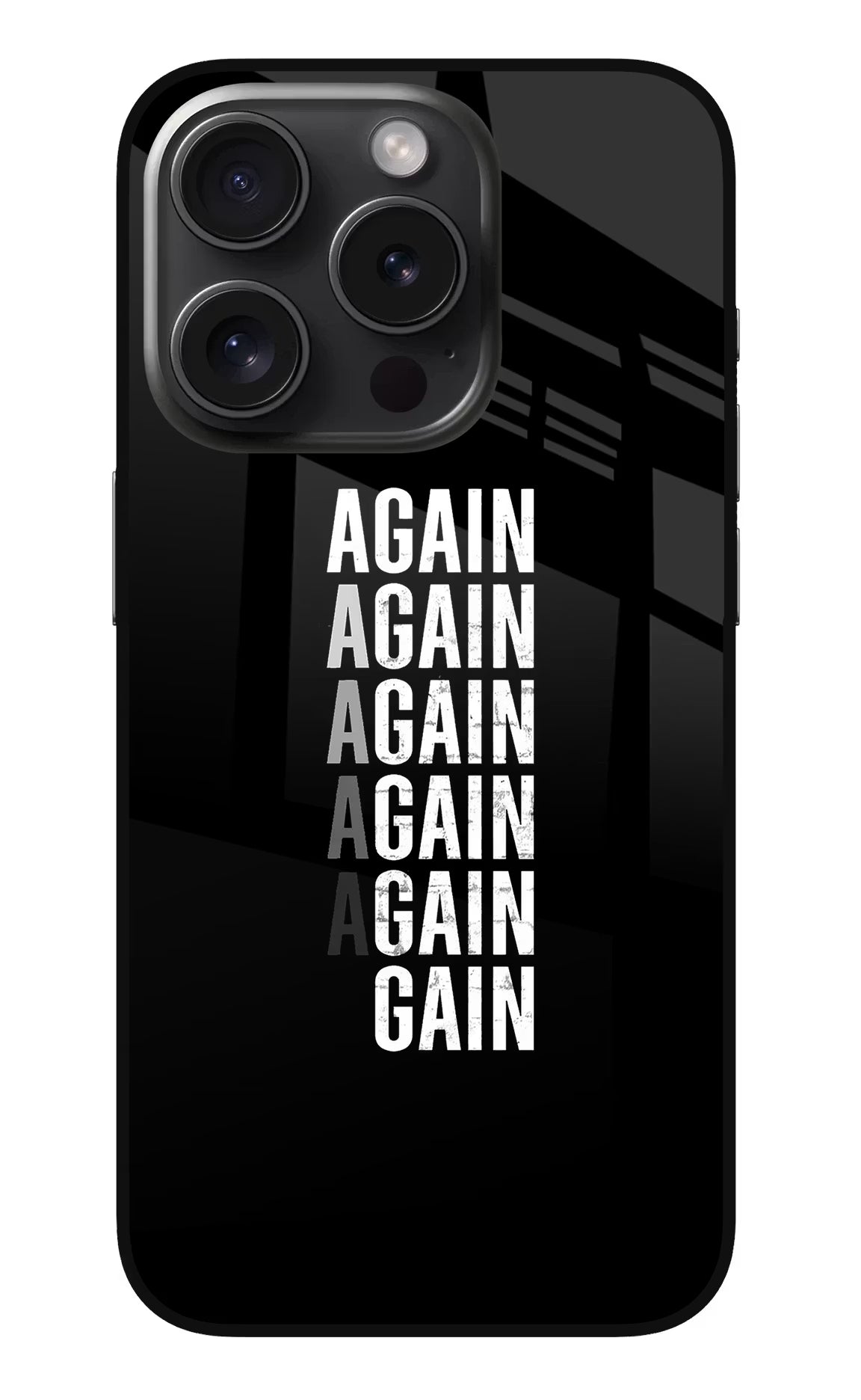 Again Again Gain iPhone 15 Pro Max Glass Case Back Cover by Casekaro