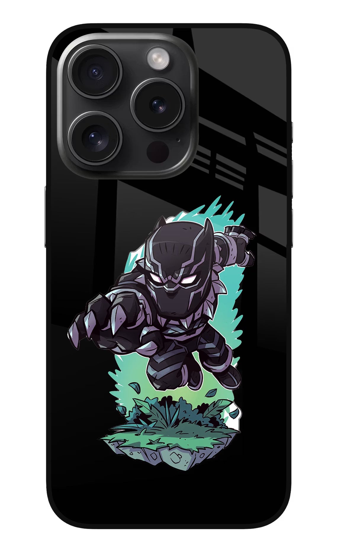 Black Panther iPhone 15 Pro Max Glass Case Back Cover by Casekaro