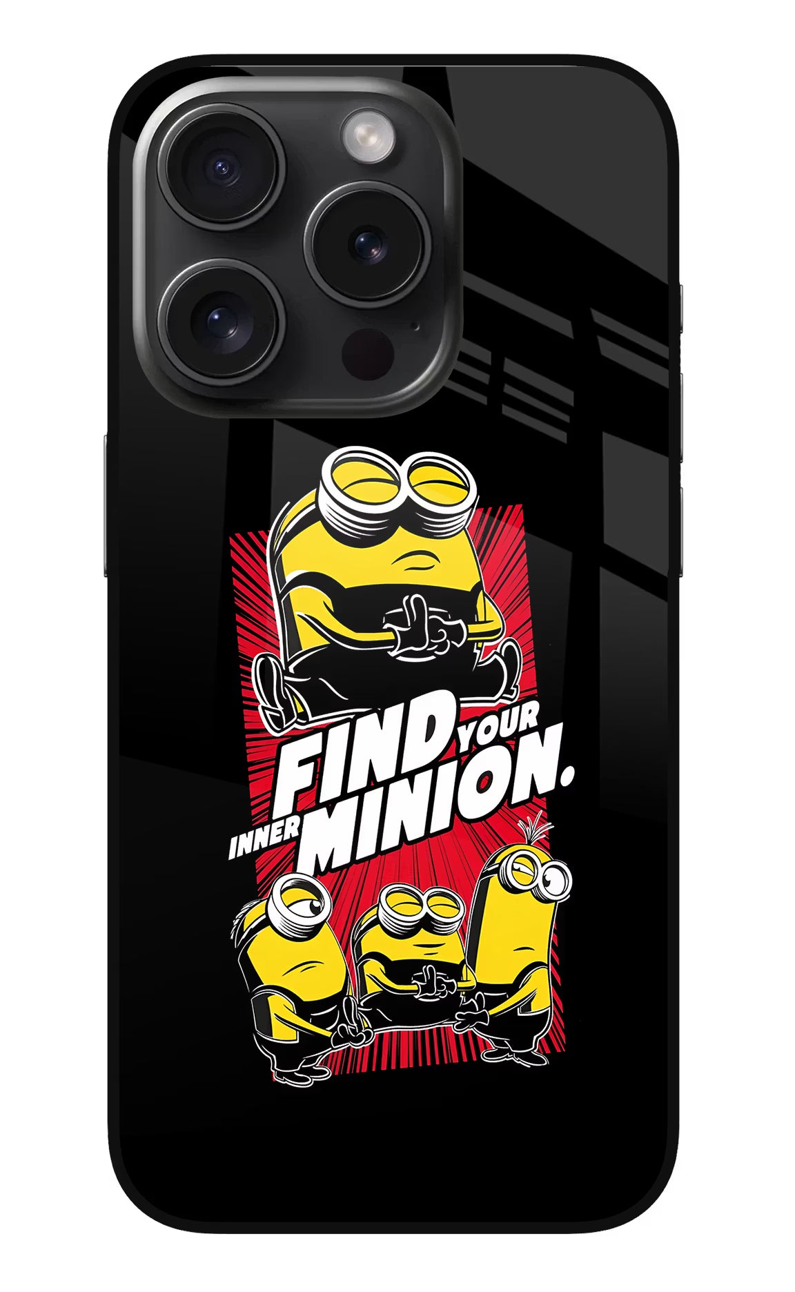 Find your inner Minion iPhone 15 Pro Max Glass Case Back Cover by Casekaro