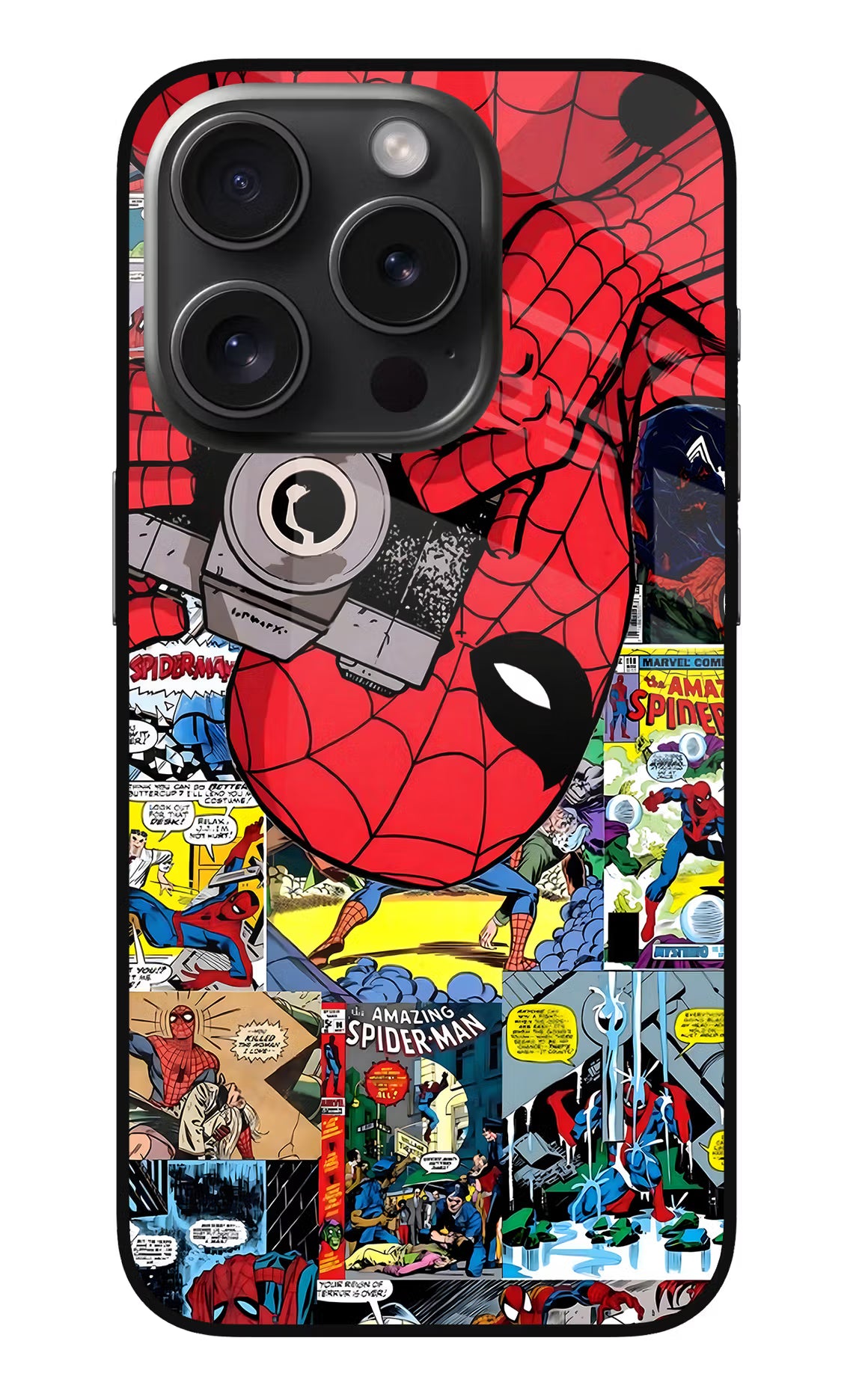 Spider Man iPhone 15 Pro Max Glass Case Back Cover by Casekaro