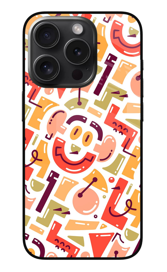 Doodle Pattern iPhone 15 Pro Max Glass Case