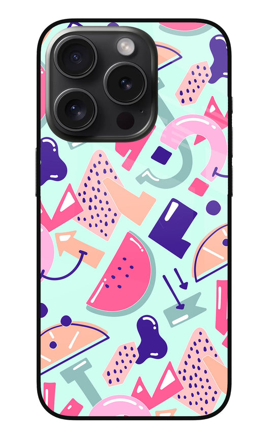 Doodle Pattern iPhone 15 Pro Max Glass Case