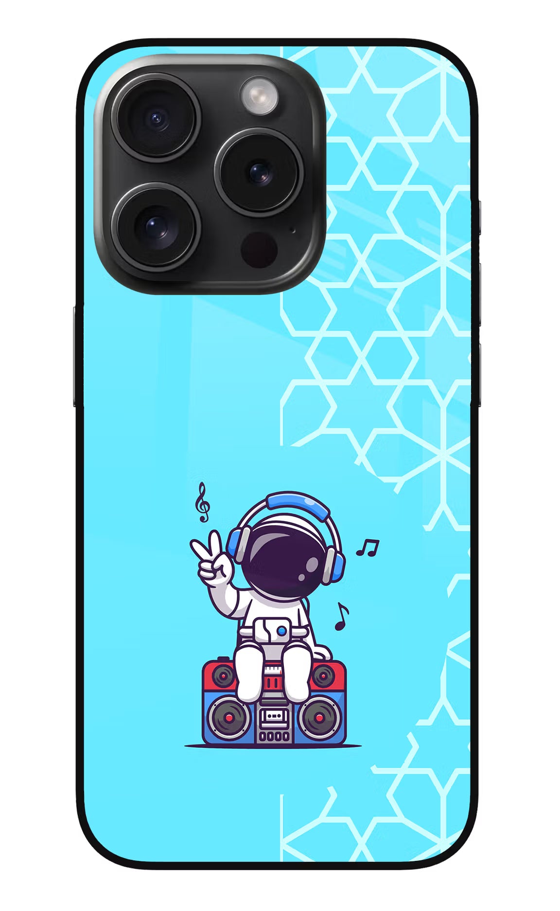 Cute Astronaut Chilling iPhone 15 Pro Max Glass Case Back Cover by Casekaro