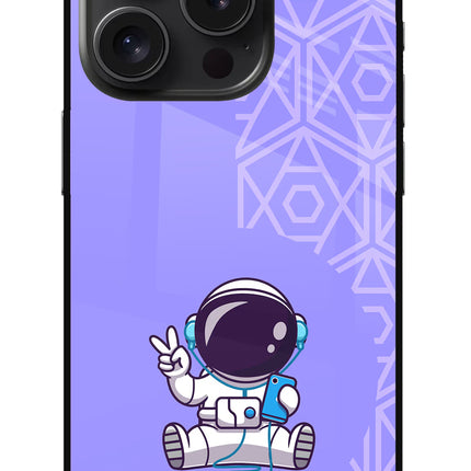 Cute Astronaut Chilling iPhone 15 Pro Max Glass Case