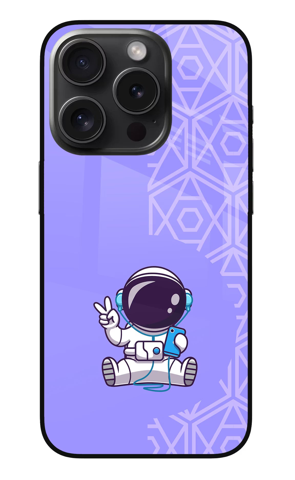 Cute Astronaut Chilling iPhone 15 Pro Max Glass Case Back Cover by Casekaro