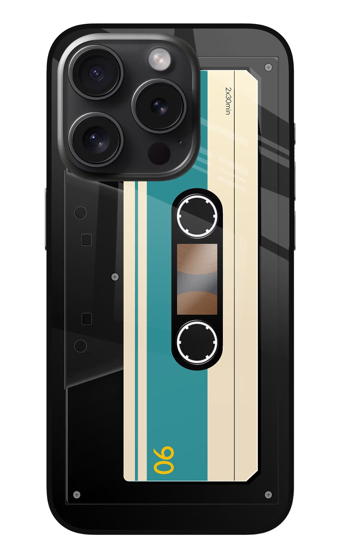 Cassette iPhone 15 Pro Max Glass Case Back Cover by Casekaro