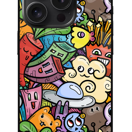 Veggie Doodle iPhone 15 Pro Max Glass Case