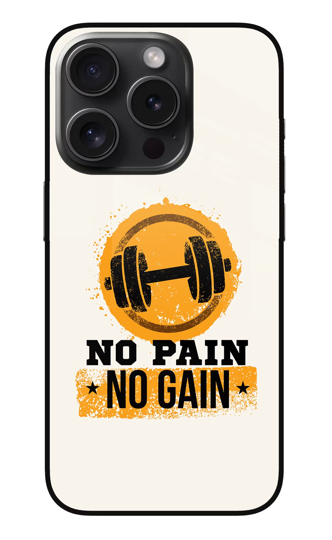 No Pain No Gain iPhone 15 Pro Max Glass Case Back Cover by Casekaro