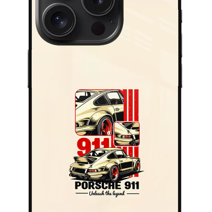 Classic Porsche 911 iPhone 15 Pro Max Glass Case Back Cover by Casekaro