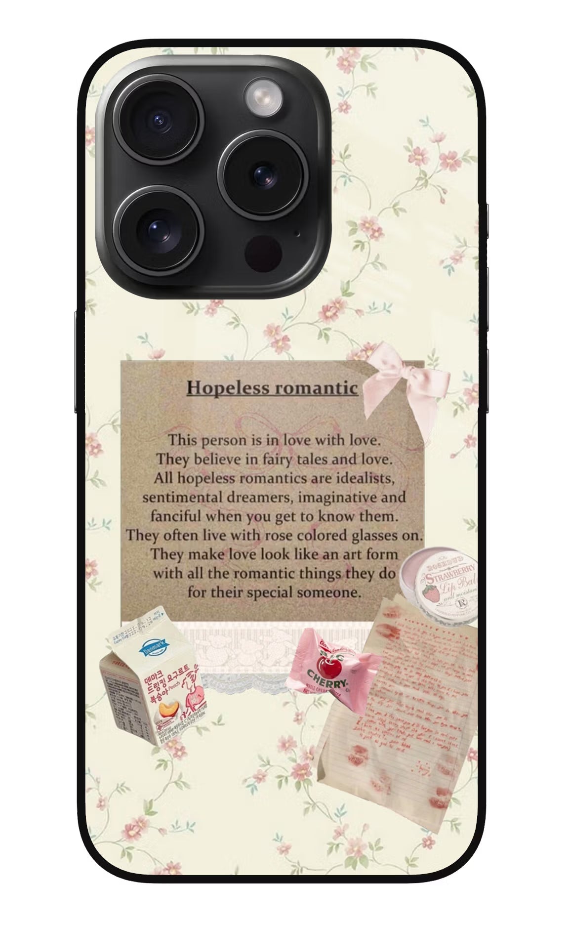 Hopeless Romantic iPhone 15 Pro Max Glass Case