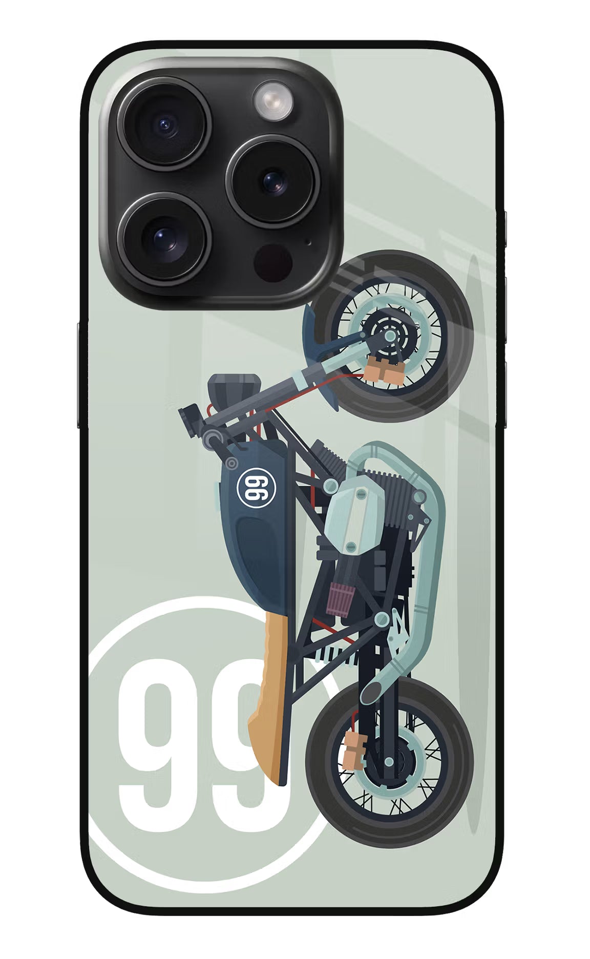 Classic Cafe Racer 99 iPhone 15 Pro Max Glass Case Back Cover by Casekaro