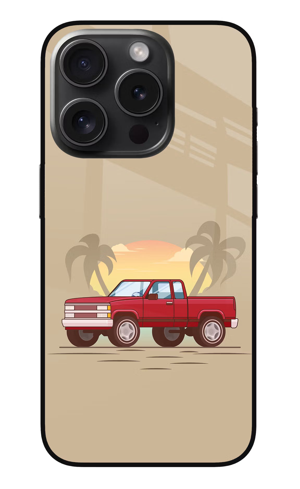 Desert Classic Drive iPhone 15 Pro Max Glass Case Back Cover by Casekaro