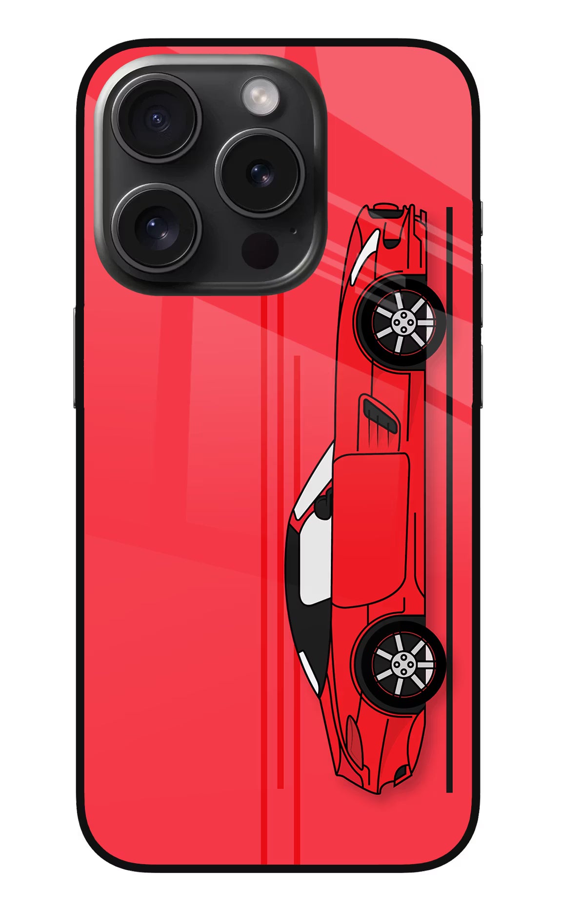 Red Velocity iPhone 15 Pro Max Glass Case Back Cover by Casekaro