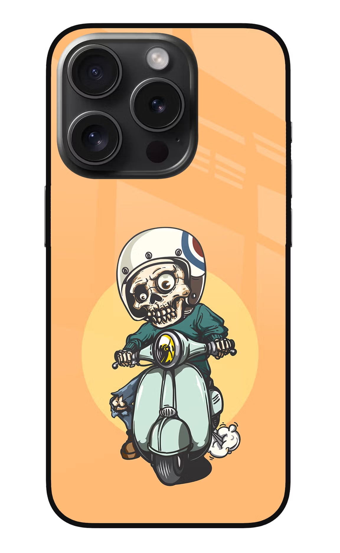 Undead Biker iPhone 15 Pro Max Glass Case Back Cover by Casekaro
