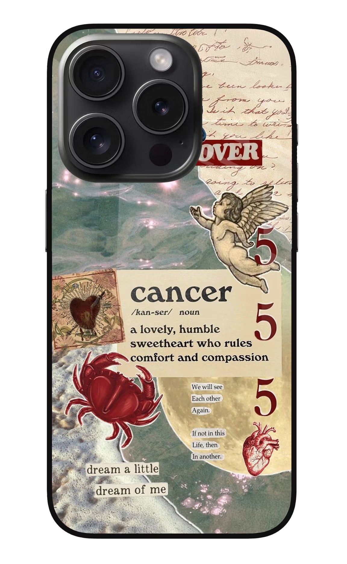 Cancer Zodiac iPhone 15 Pro Max Glass Case Back Cover by Casekaro