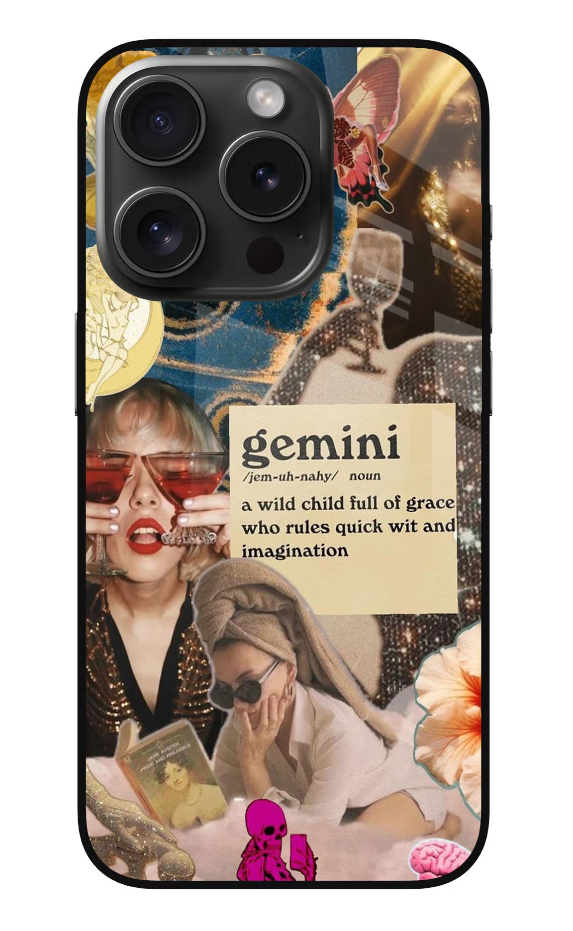 Gemini Zodiac iPhone 15 Pro Max Glass Case Back Cover by Casekaro