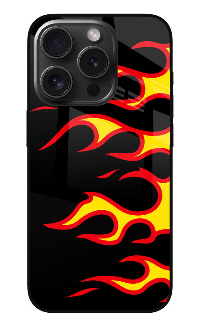 Side Sweep Flames iPhone 15 Pro Max Glass Case