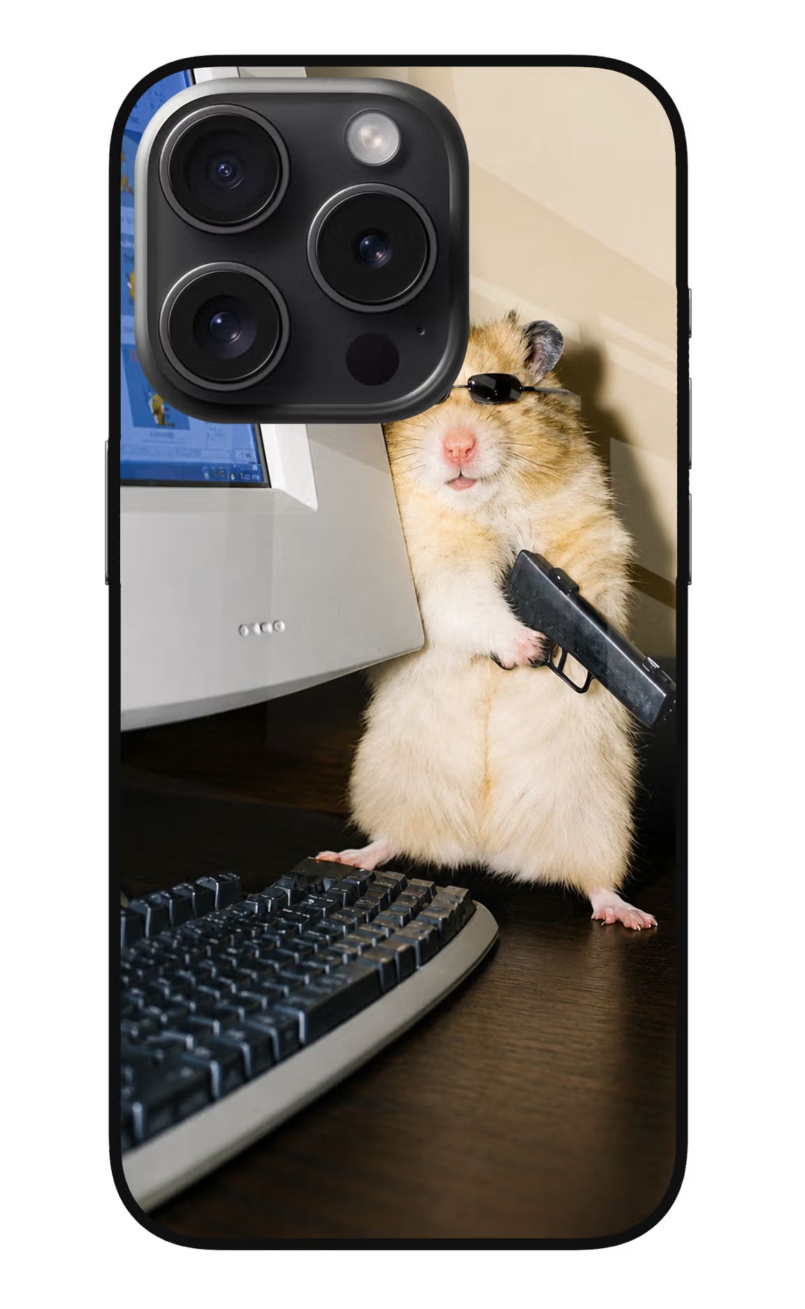Hacker Hamster iPhone 15 Pro Max Glass Case