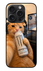 Gamer Cat Energy iPhone 15 Pro Max Glass Case
