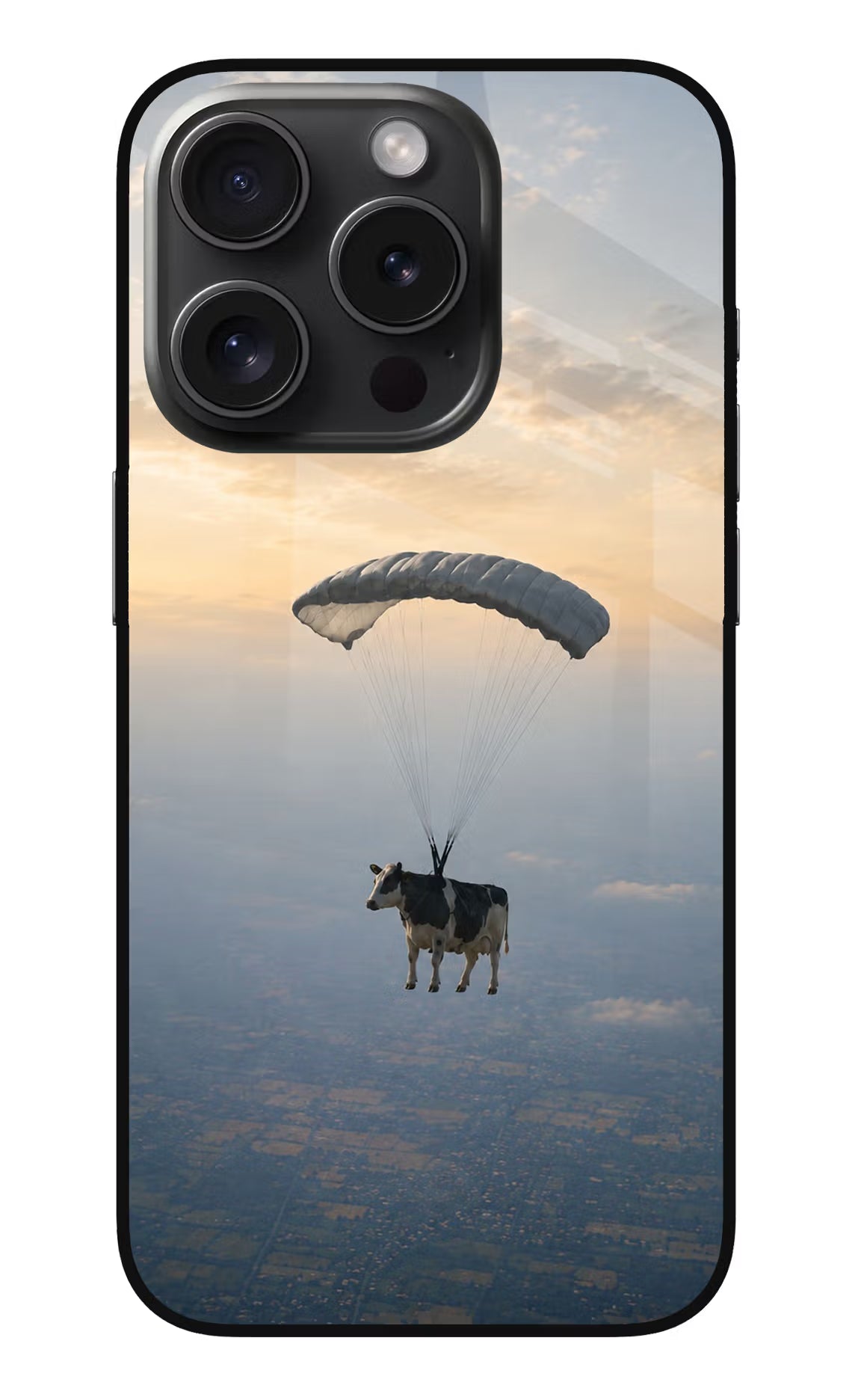 Skydiving Cow iPhone 15 Pro Max Glass Case