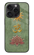 Om & Lotus iPhone 15 Pro Max Glass Case