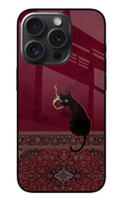Midnight Cat iPhone 15 Pro Max Glass Case