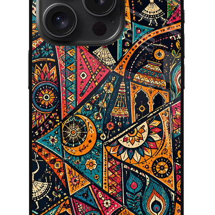 Folk Print iPhone 15 Pro Max Glass Case