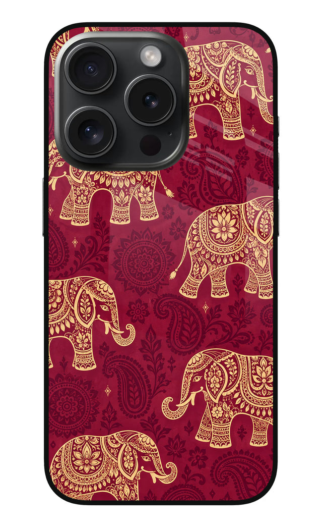 Maroon Elephant iPhone 15 Pro Max Glass Case