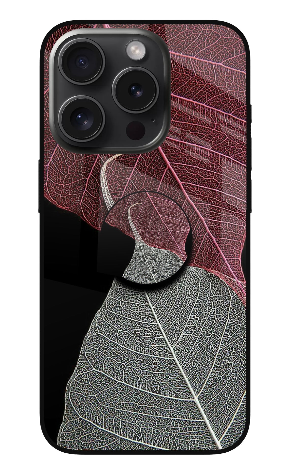 Leaf Pattern iPhone 15 Pro Max Glass Case