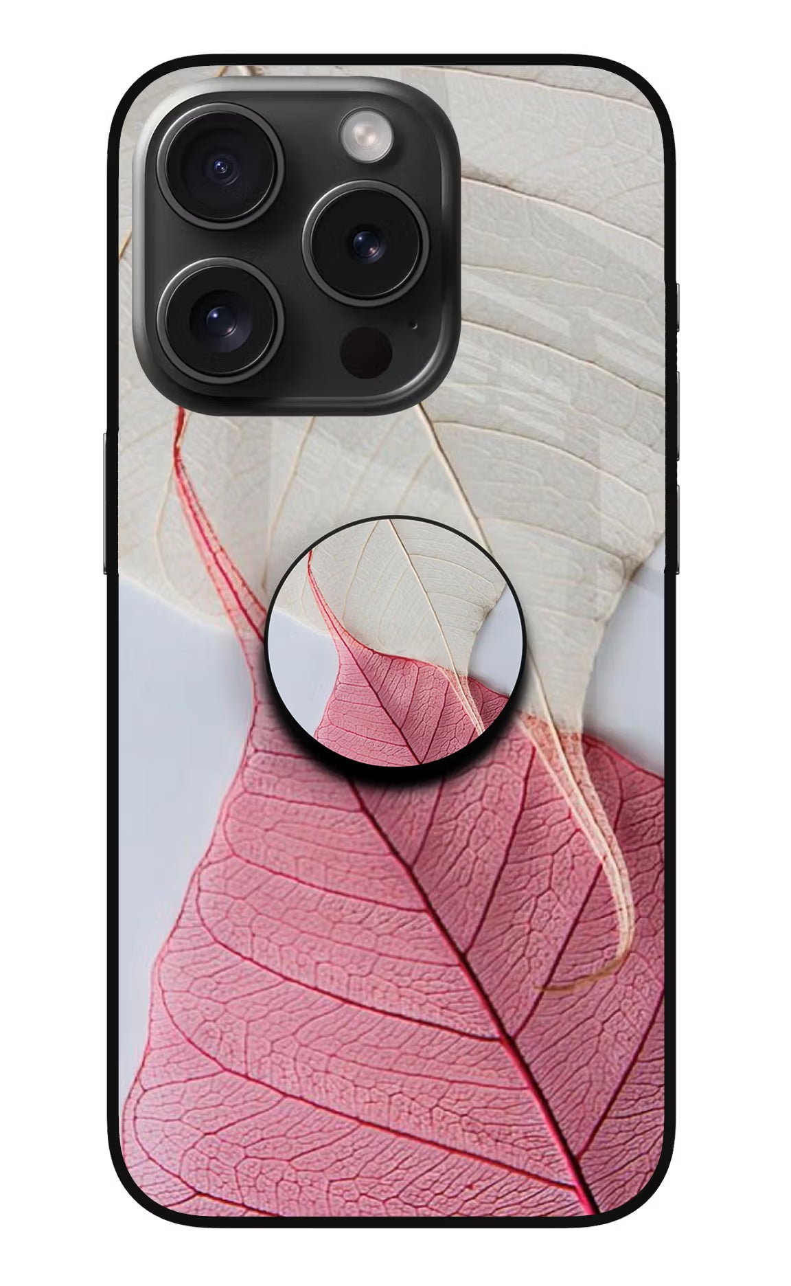 White Pink Leaf iPhone 15 Pro Max Pop Case by Casekaro