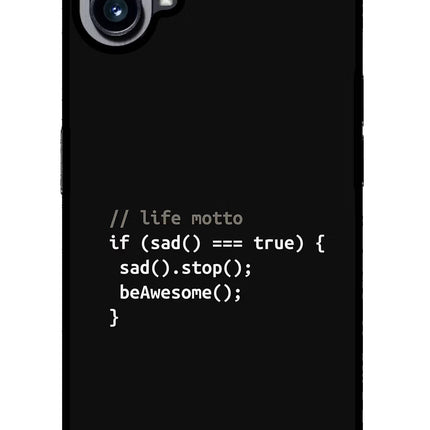 Life Motto Code Nothing Phone 1 Glass Case Back Cover by Casekaro