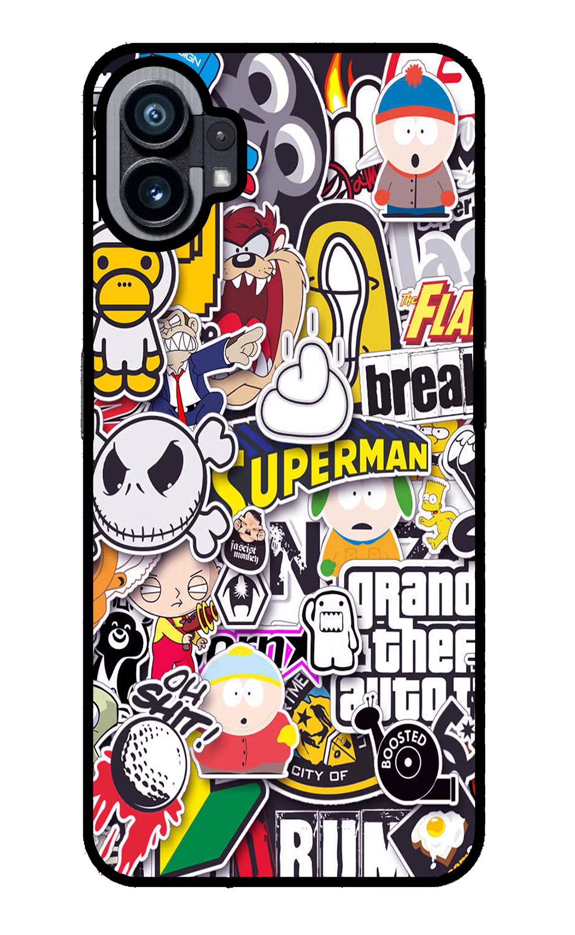 Sticker Bomb Nothing Phone 1 Glass Case Back Cover by Casekaro