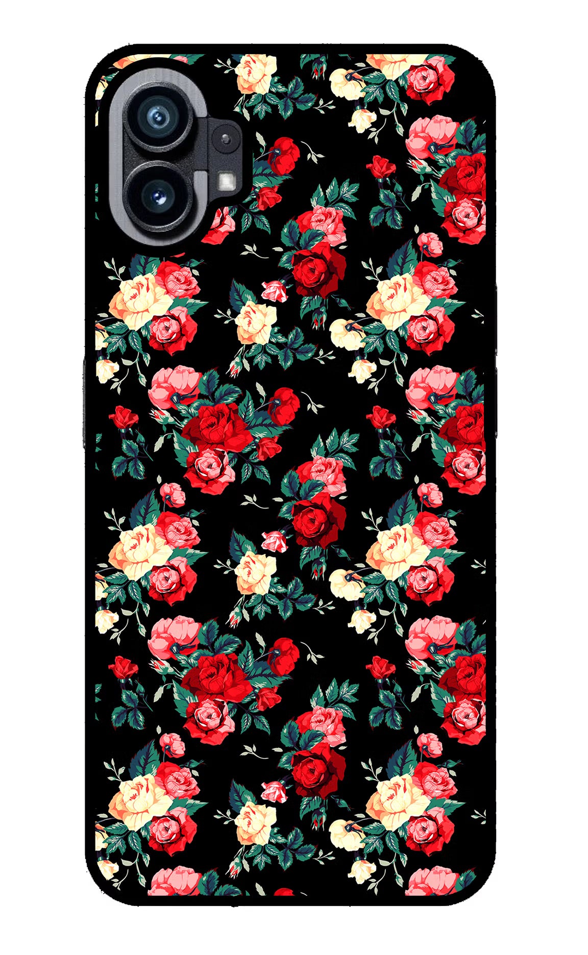 Rose Pattern Nothing Phone 1 Glass Case Back Cover by Casekaro