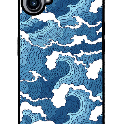 Blue Waves Nothing Phone 1 Glass Case Back Cover by Casekaro