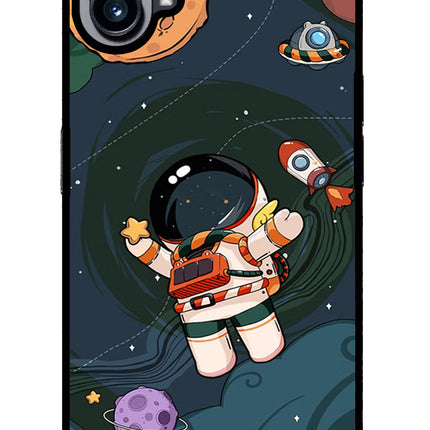 Cartoon Astronaut Nothing Phone 1 Glass Case Back Cover by Casekaro