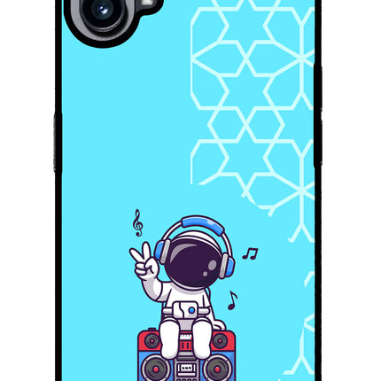 Cute Astronaut Chilling Nothing Phone 1 Glass Case Back Cover by Casekaro
