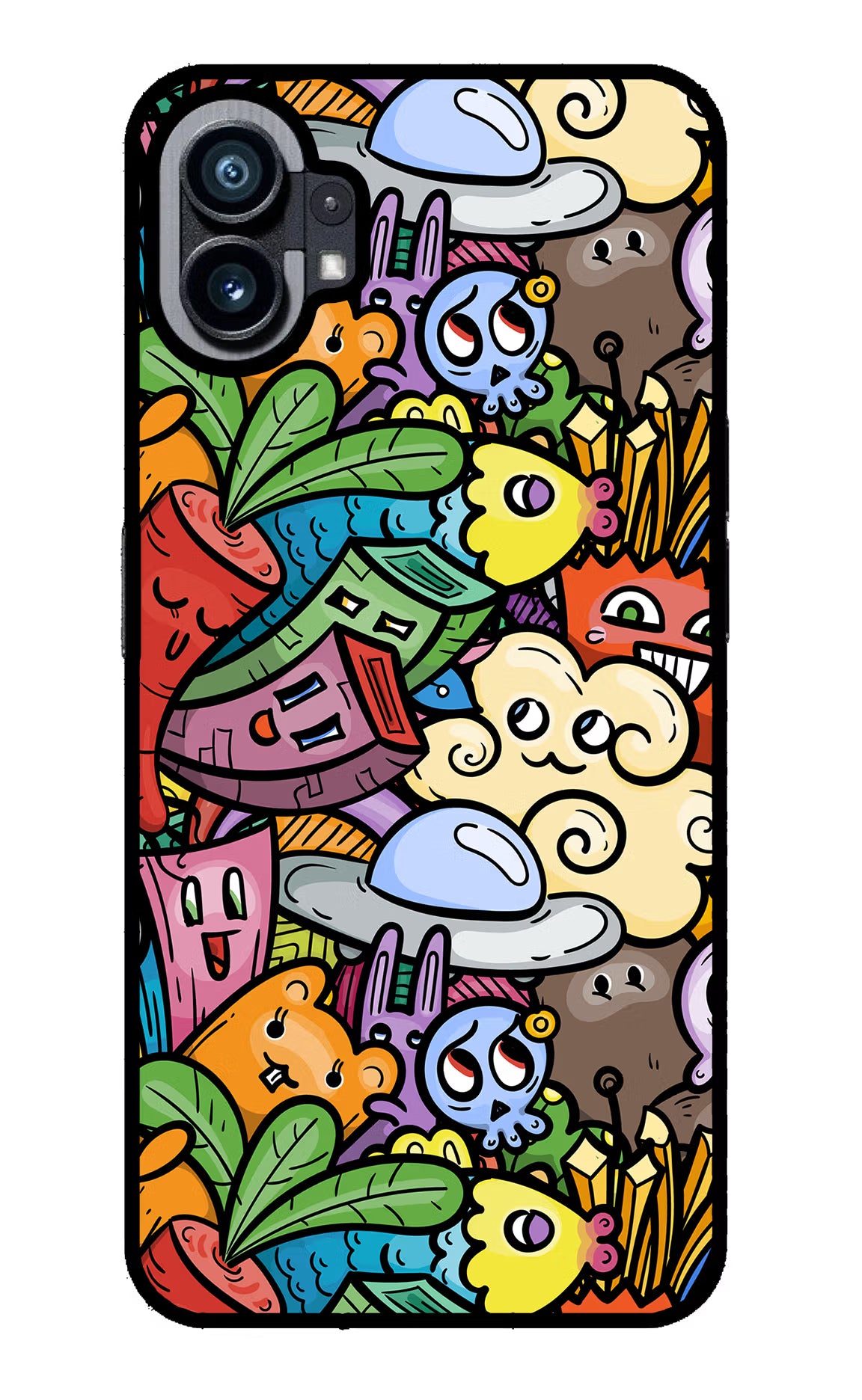 Veggie Doodle Nothing Phone 1 Glass Case Back Cover by Casekaro