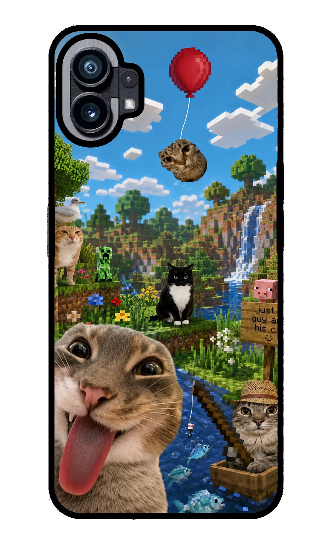 Minecraft Cat Chaos Nothing Phone 1 Glass Case