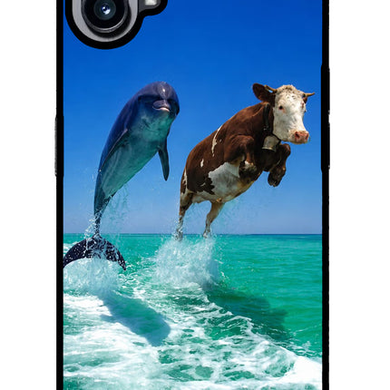 Dolphin vs Cow Nothing Phone 1 Glass Case Back Cover by Casekaro