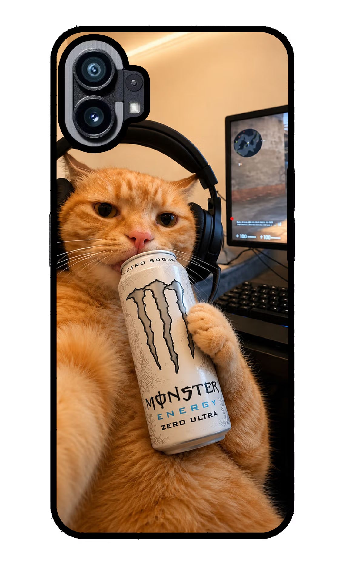 Gamer Cat Energy Nothing Phone 1 Glass Case
