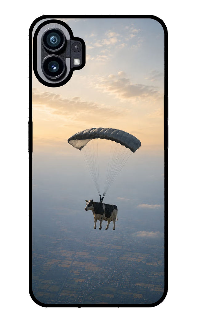 Skydiving Cow Nothing Phone 1 Glass Case