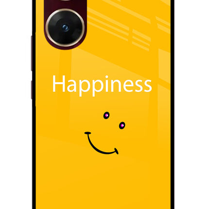 Happiness With Smiley Vivo V29E Glass Case Back Cover by Casekaro