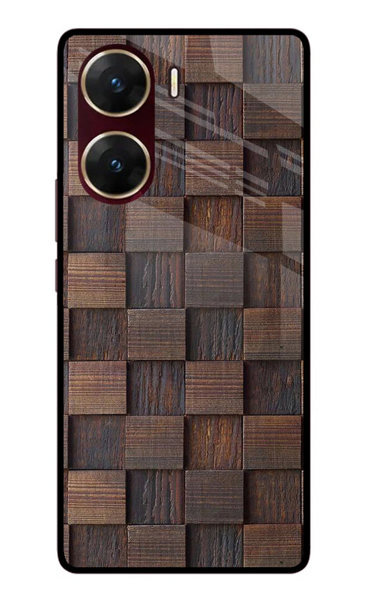 Wooden Cube Design Vivo V29E Glass Case